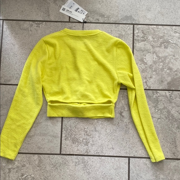 Zara Yellow Long Sleeve Crop Blouse - Picture 5 of 8